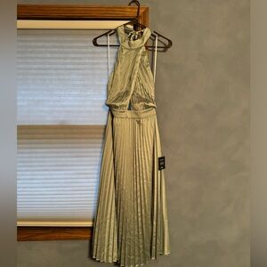 Sage green midi satin dress